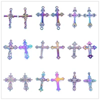 10pcs christ jesus crosses charm pendants for jewelry making charms flower cross pendant metal rainbow accessories diy necklaces