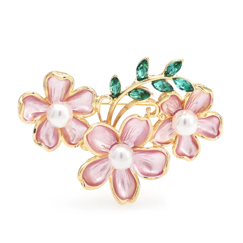 

Wuli&baby Charming Flower Brooches For Women Unisex 2-color Enamel Plum Blossom Plants Party Office Brooch Pins Gifts