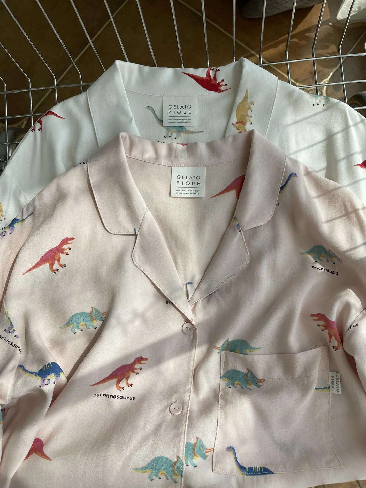 Loungwear Room Wear Ladies Gelato Pique Summer Women's Pajamas Satin Color Dinosaur Shirt Cool Feeling Sleepwear