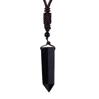 1pc natural obsidian crystal stone necklace pendant handwoven pendant healing crystal energy stone mineral collection decoration