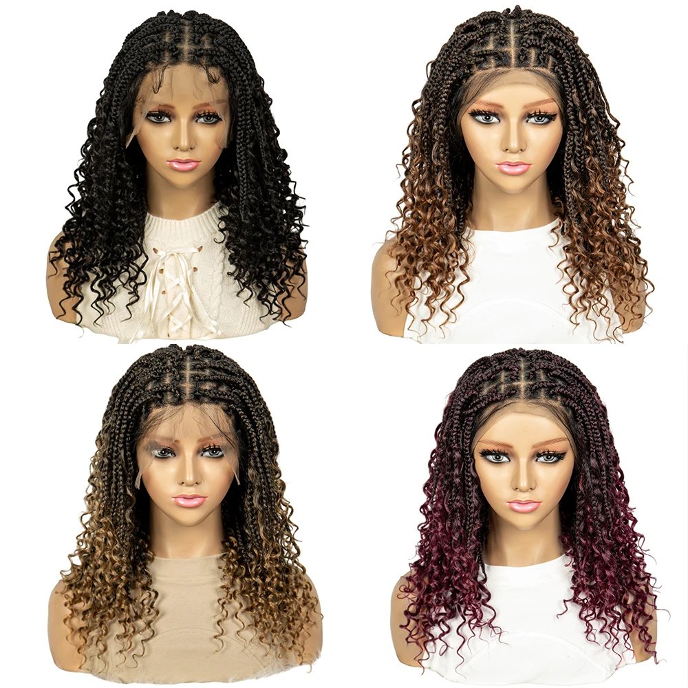Богемные плетеные парики Boho Box Braid Wigs Без узлов Goddess Locs Синтетические с вьющимися
