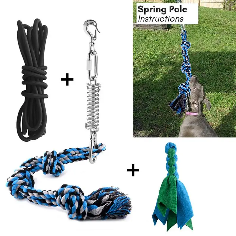 

Spring Pole Agility Dog Rope Jouet Chien Outdoor Hanging Exercise Rope Pull Tug Muscle Builder Dog Toys For All Ages And Breeds