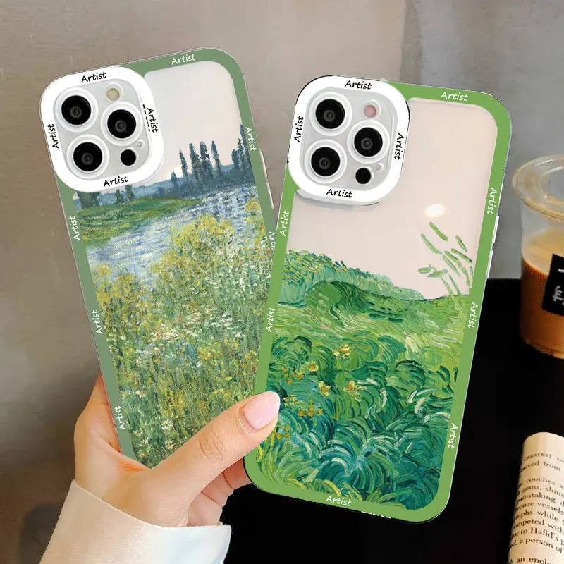 

For Coque iphone 7 8 Plus SE 2020 X XR XS 14 11 12 13 Pro Max Clear Phone Case Art Van Gogh Oil Painting Transparent Back Covers