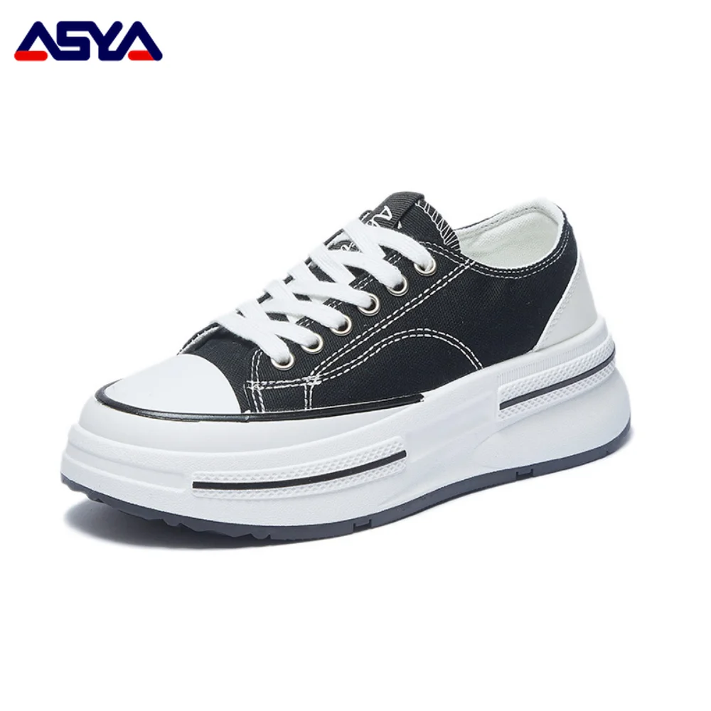 ASYAPOY Women Sneakers Height Increasing White Black Chunky Female Platform Vulcanized Shoes Breathable Leisure Casual Sports