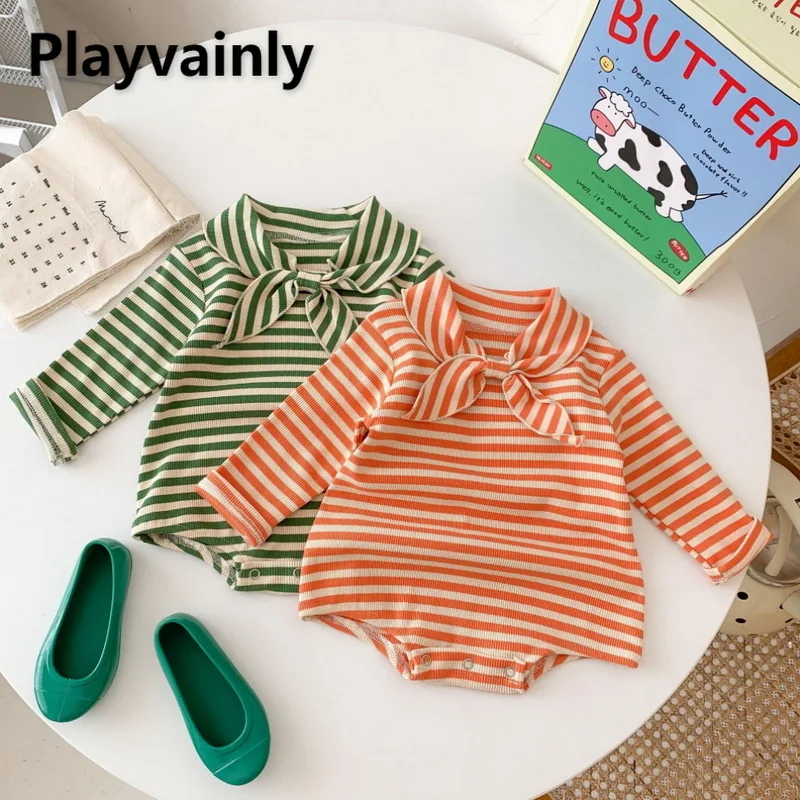 

Baby Clothes Autumn Baby Girls Bodysuit Fashion Striped Cotton Long Sleeve Jumpsuit Infant Clothes Newborn Outfits E334