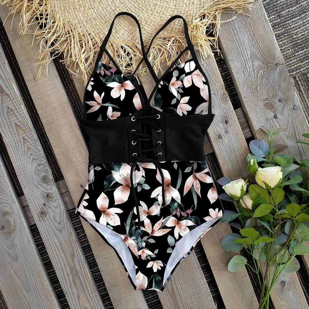 

Купальный костюм с цветочным принтом, женская одежда для плавания, монокини, Женское боди, пляжная одежда для серфинга