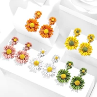 korean fashion sunflower cute earrings for girls dangle ear stud big flower daisy women jewelryteenager friendship accessories