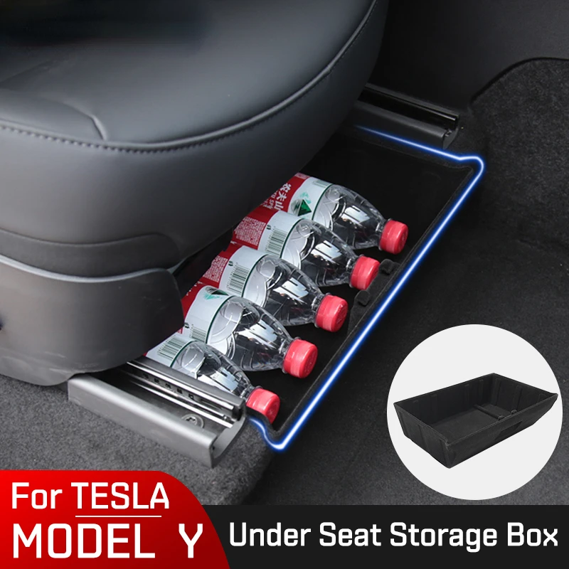 

Для Tesla модель Y под сиденьем коробка для хранения ABS Флокирование большой емкости Органайзер чехол держатель для ящиков автомобильные аксе...