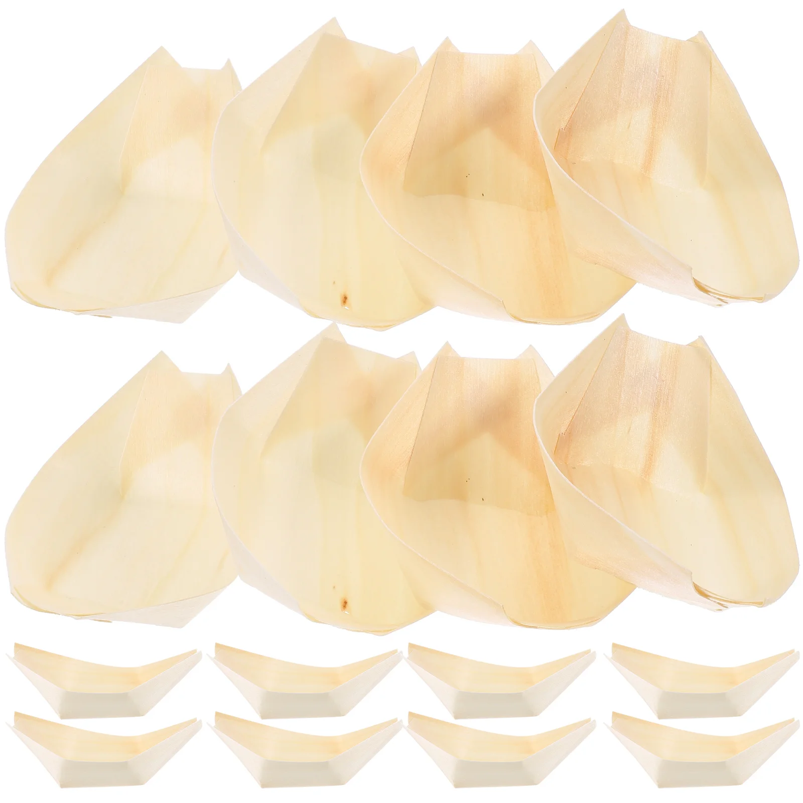 

100 PCS Sushi Boat Desserts Corn Flake Food Snack Wood Containers Bride Tray