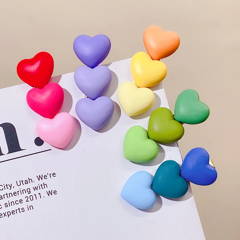 

Girls Cute Colorfu Gradient Heart Shape Hair Clips Kids Sweet Hair Decorate Hairpin Bangs Side Barrette Fashion Hair Accessories