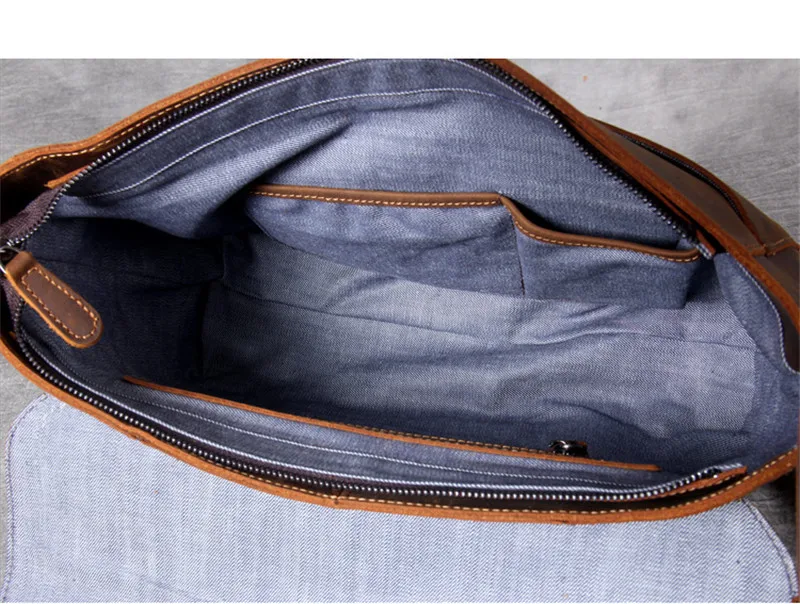 Vintage natural crazy horse cowhide men's official document postage bag high quality genuine leather handbag work satchel youth