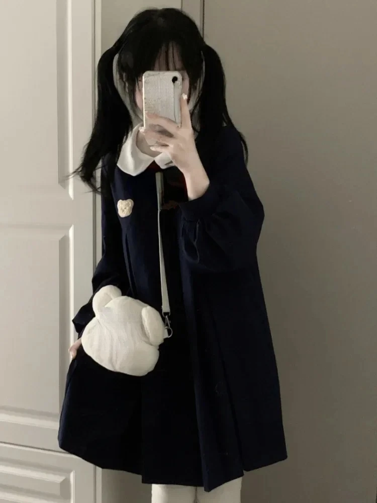 Женская куртка с вышивкой и медведем свободная повседневная в японском стиле