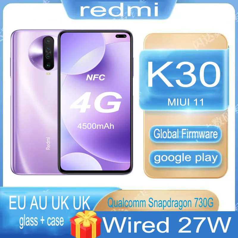Смартфон xiaomi Redmi K30, 4500 мАч, 4G, Snapdragon 730G/765G, телефон на android