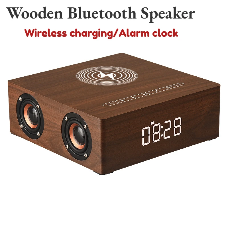 Деревянный беспроводной Bluetooth-динамик Беспроводная зарядка музыкальный