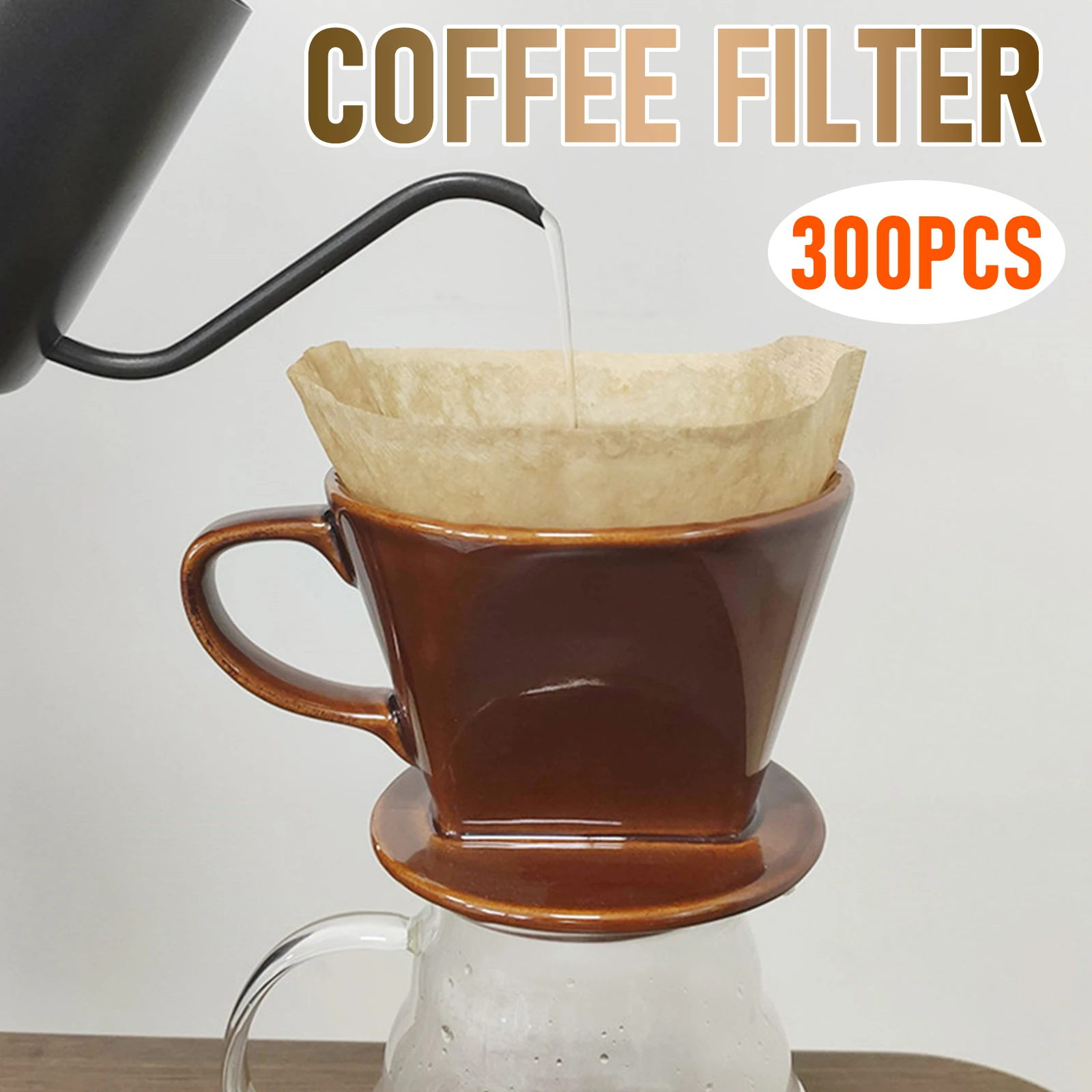 

300PCS V60 01 Coffee Filter Papers 4.1x5.5inch Cone Filter Papers forV Shape Coffee Cup Filter Paper Barista Drip Coffee Filter