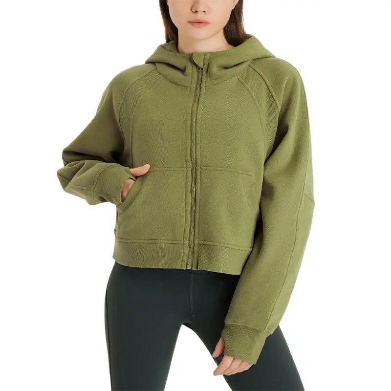 Autumn and Winter New Loose Women's Brushed Warm Yoga Fitness Top Fashion Versatile Hooded Sports Lulu Coat