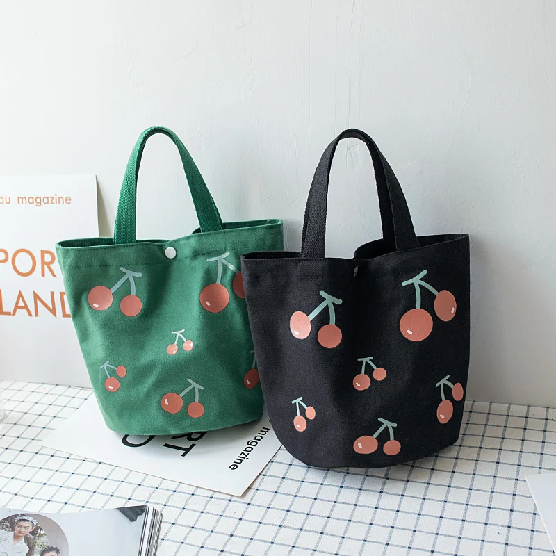 

Корейская Холщовая Сумка, женская сумка-ведро, милая вместительная Портативная сумка для ланча, сумка Kawaii японская вишневая тканевая сумка, женские сумки