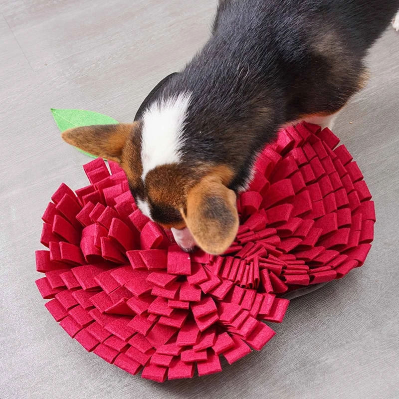 

Snuffle Mat for Dogs Feeding Pad Interactive Puppy Puzzle Toy Treats Training Play Mats Apples Design Relieving Stress