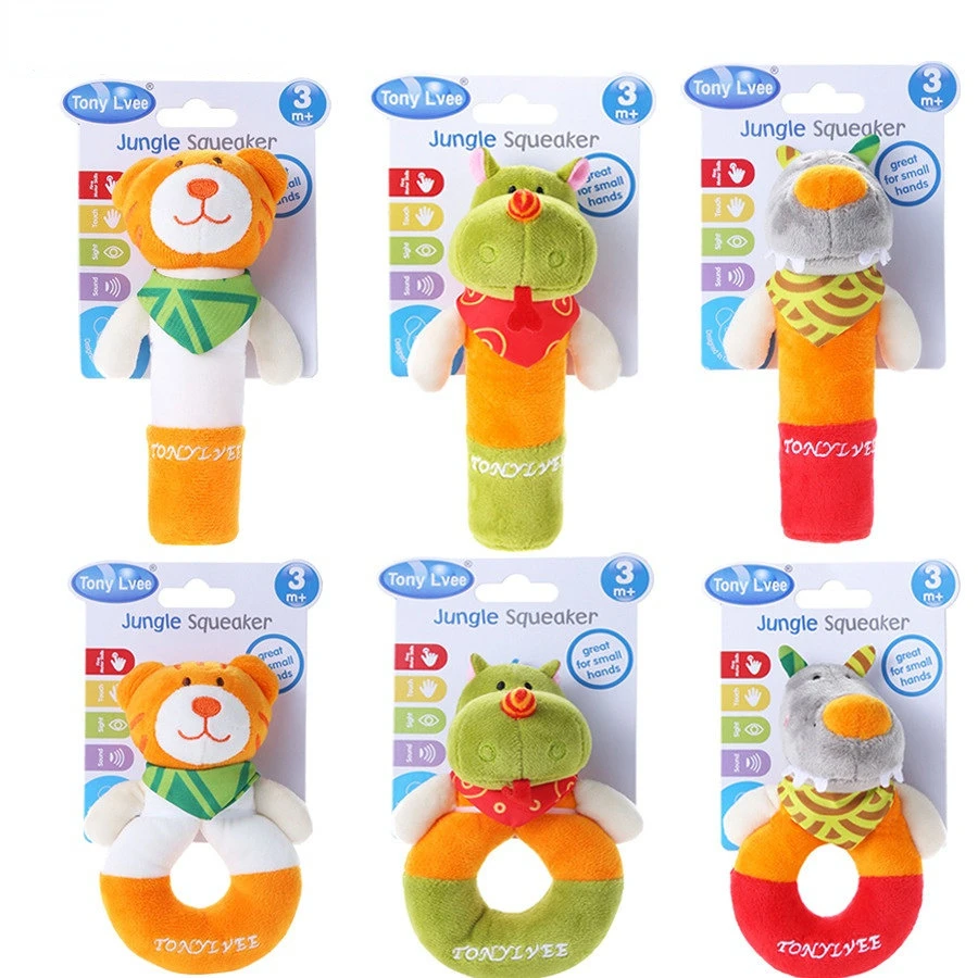 

Детская плюшевая погремушка с мультяшными животными, мобиль для кроватки, игрушки-колокольчики для малышей 0-12 месяцев, Ранняя детская кроватка