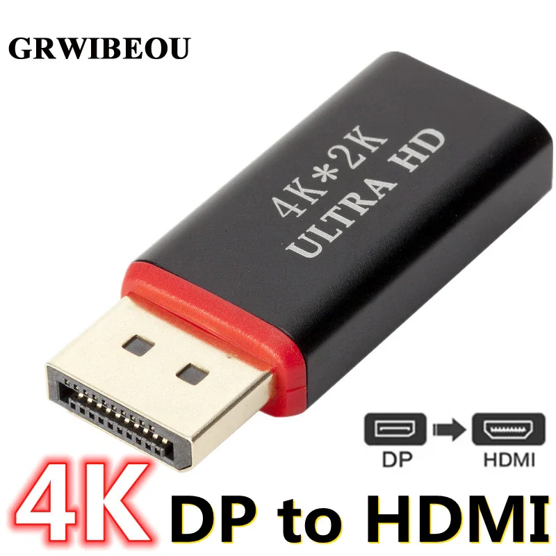 Конвертер GRWIBEOU 4K * 2K DP в HDMI, 30 Гц, разъем для видео и аудио дисплея, переходник «Мама-папа» для HDTV, ПК, оптовая продажа