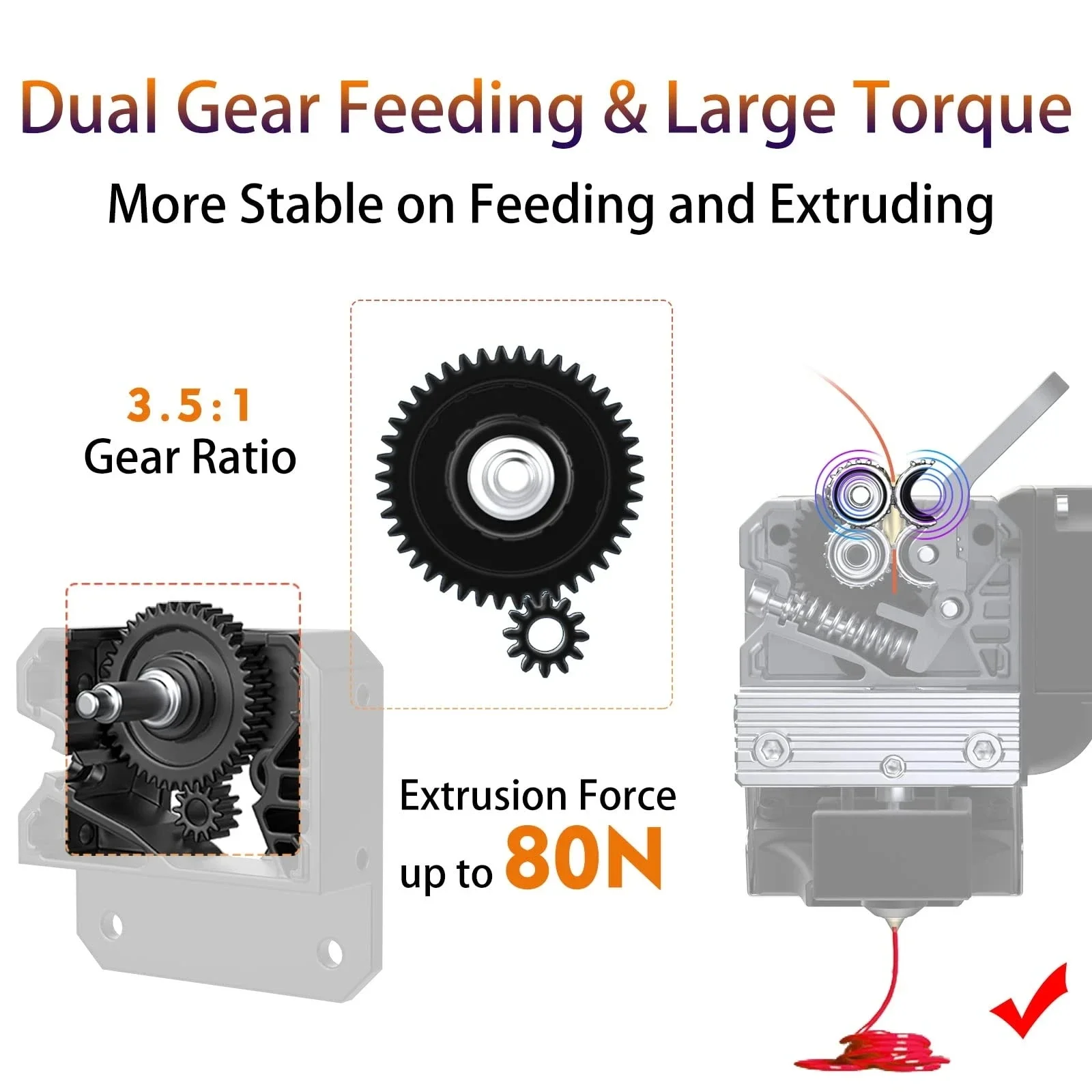 Фото CREALITY Sprite Extruder Pro Kit Metal Dual 3.5:1 Gear Feeding Design Детали для обновления 3D-принтера для Ender-3 S1 CR-10 Smart Pro №3