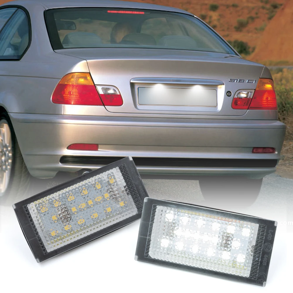 

Светодиодная подсветка для номерного знака для BMW 3 серии E46 4D Compact 1998 1999 2000 2001-2007, замена заднего фонаря OEM #51137031085, 2 шт.