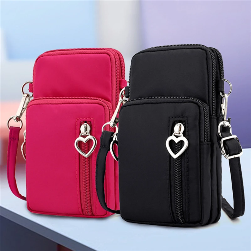 

New Coin Bag Mini Nylon Crossody Cell Phone Cash Messenger Shoulder Bag Strap Wallet Pouch Pack Purse Waterproof 2023