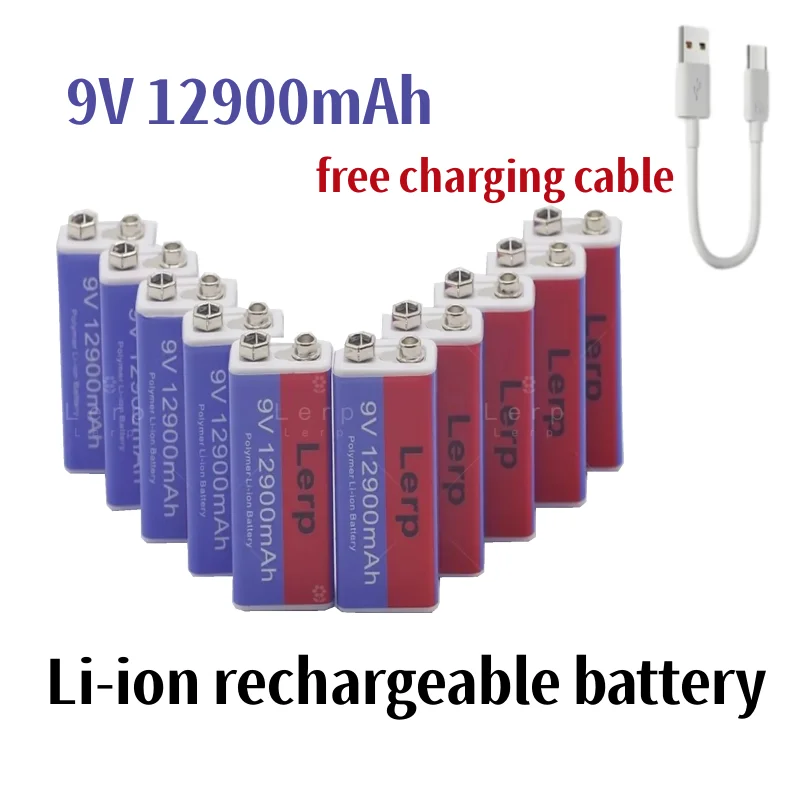 Перезаряжаемая литий-ионная батарея 9 В 12900 мАч мини-USB игрушечный микрофон