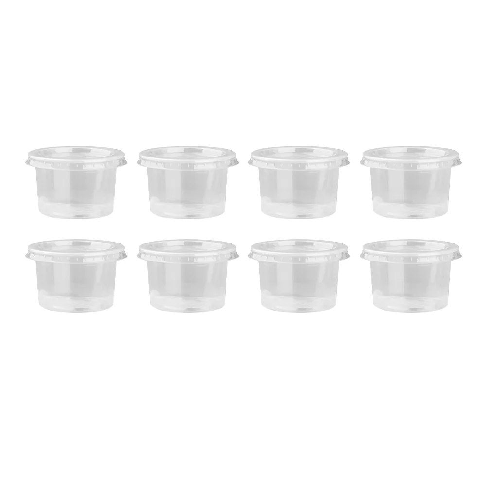 

50PCS 140ml Disposable Plastic Container Clear Portion Cups Bowls with Lids for Mousses Sauce Jelly Yogurt