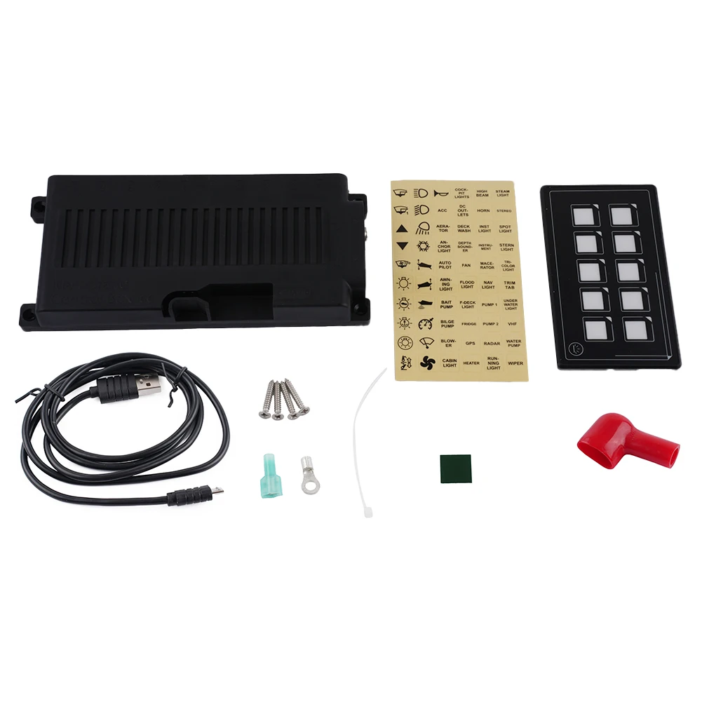

Control Relay Box RV And Yacht Modification 10Position Button Switch Panel Bluetooth-compatible APP PET Film Touch Screen