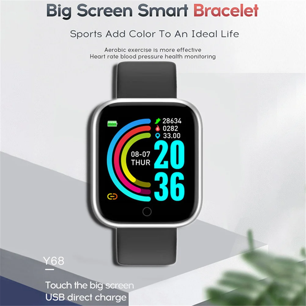 

Smart Watch Y68 Fitness Tracker Pedometer Sport Heart Rate Monitor Blood Pressure Bracelet Men Women