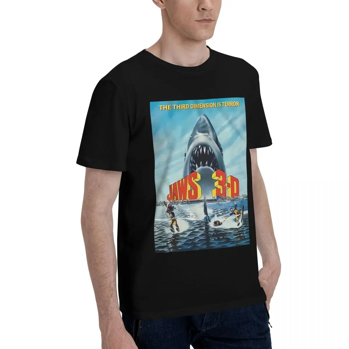Jaws 3D графика 100% хлопок повседневная дышащая мягкая всесезонная удобная футболка