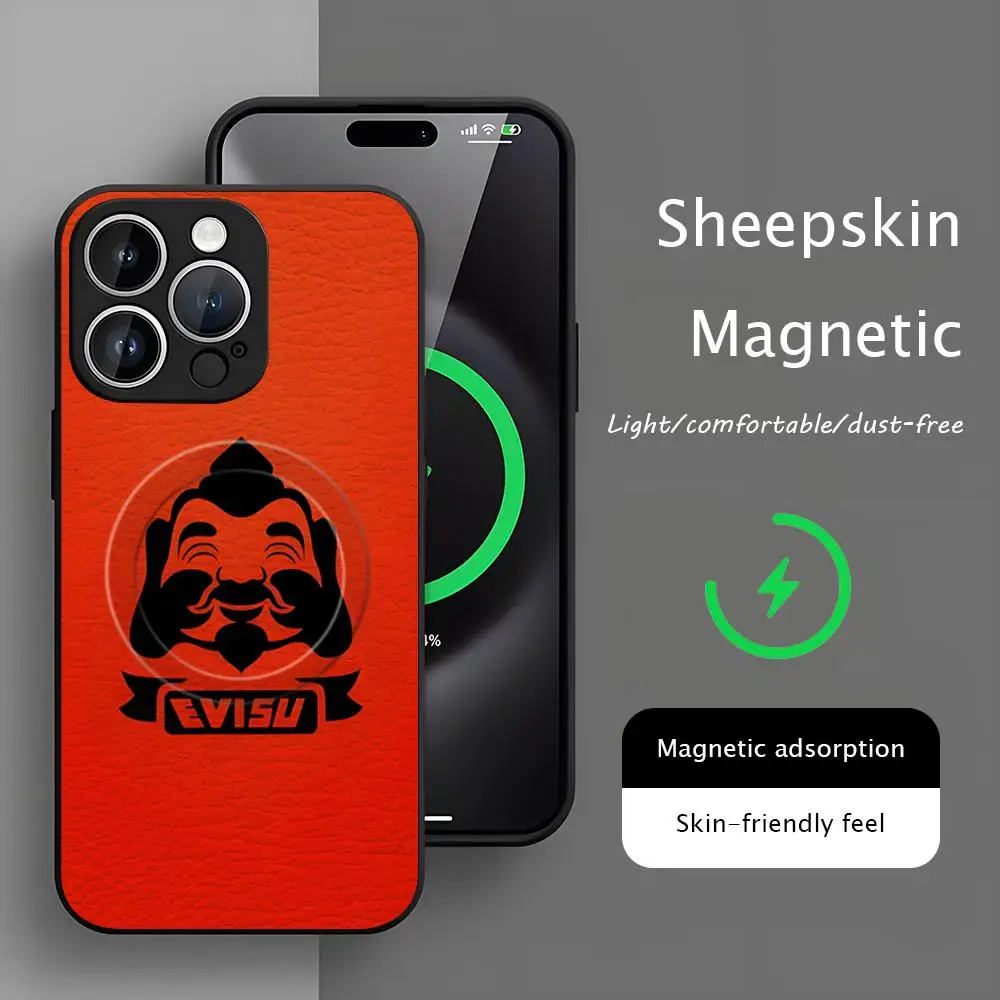 Фото Модный трендовый чехол для телефона E-Evisu из высококачественной овечьей кожи с MagSafe для iPhone 17, 16, 15, 14, 13, 12, 11 Plus Pro Max №2