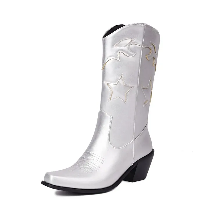 

Large size Oversize Big size Square toes Thick Heel womens fashion boots womens shoes with design Comfortable