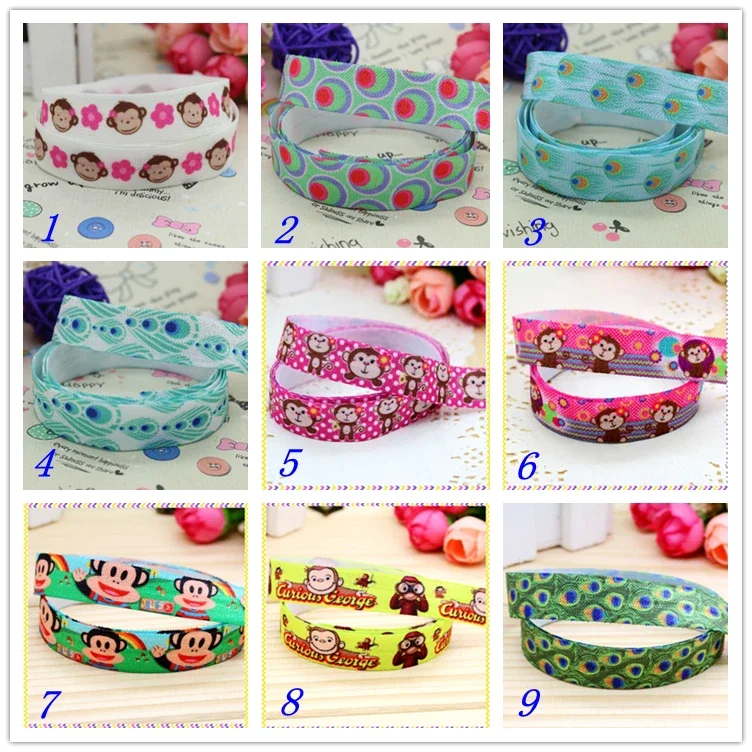 5/8 ''Бесплатная доставка складная эластичная повязка на голову с принтом