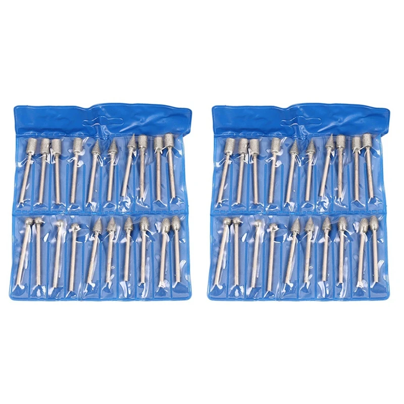 

ABHU 40Pcs 3Mm Shank Diamond Grinding Burr Drill Bits Sets Kits For Rotary Tools