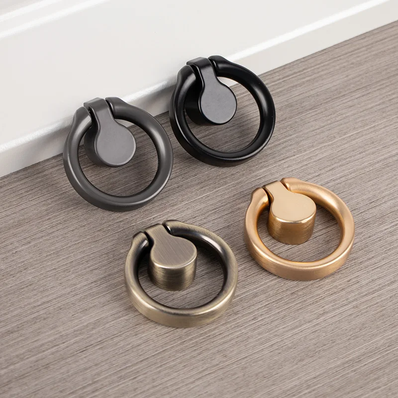 

5PCS Drawer Handle Simple White Wardrobe Cabinet Door Handle American Furniture Single Hole Stainless Steel Gold Pull Ring