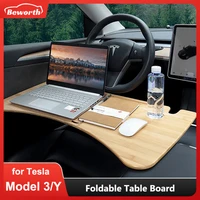 for tesla model 3 y 2022 steering wheel foldable table board for laptop desk seat mount stand universal work drink food holder
