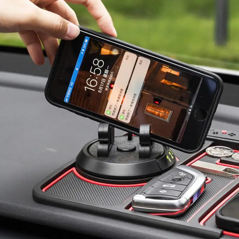 

4 In 1 Car Anti-Slip Mat Silicone Dashboard Sticky Phone Holder Mat Auto Non-Slip Phone Pad W Phone Holder Function CarInterior