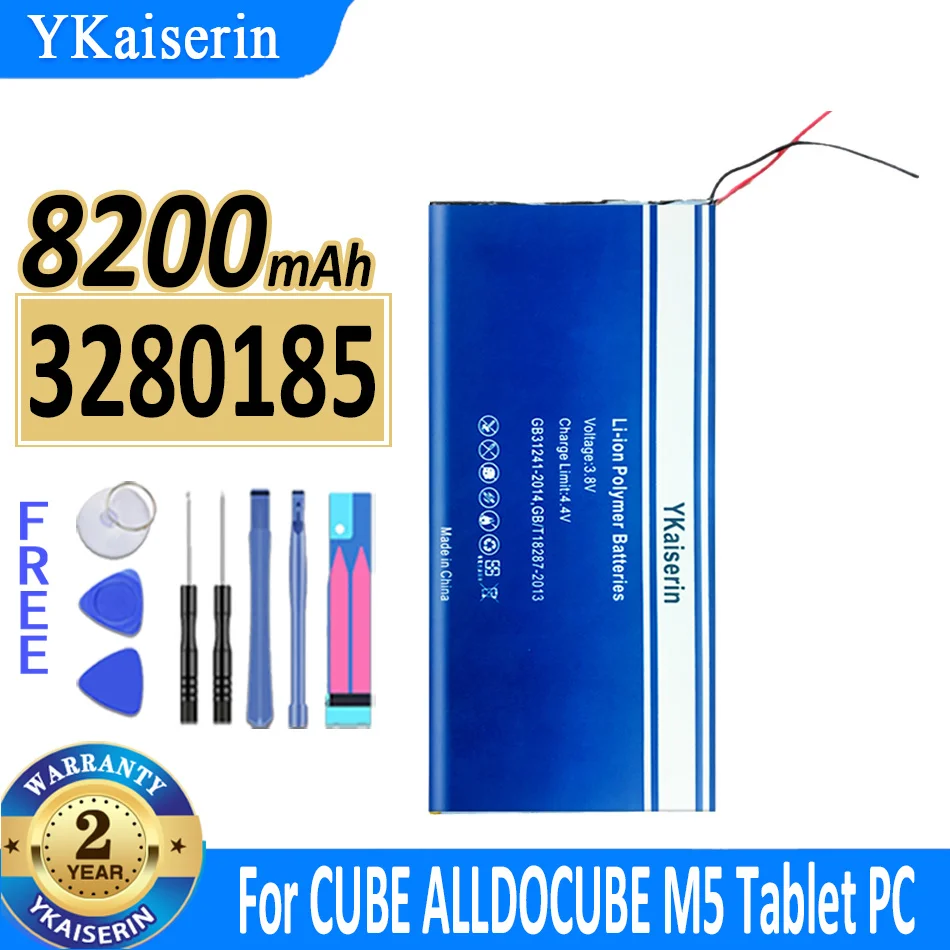 

8200mAh YKaiserin Battery 3280185 For CUBE ALLDOCUBE M5 Tablet PC T1006-3280185 With 2 Lines Batteries