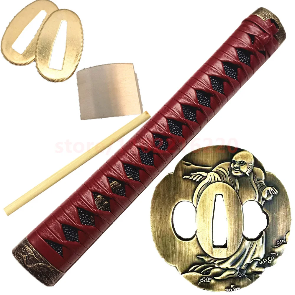 Изысканная красная ручка Tsuka рукоять из сплава Tsuba защита для рук латунь Habaki Seppa