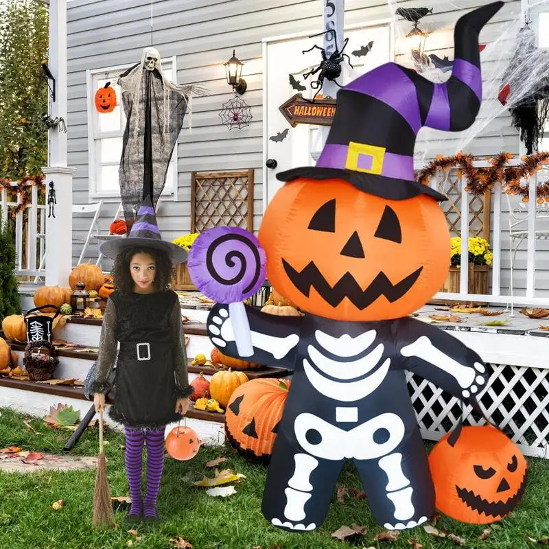 Хэллоуин Призрак Тыква Опора Надувной Декор со Светодиодной Подсветкой Сезонный