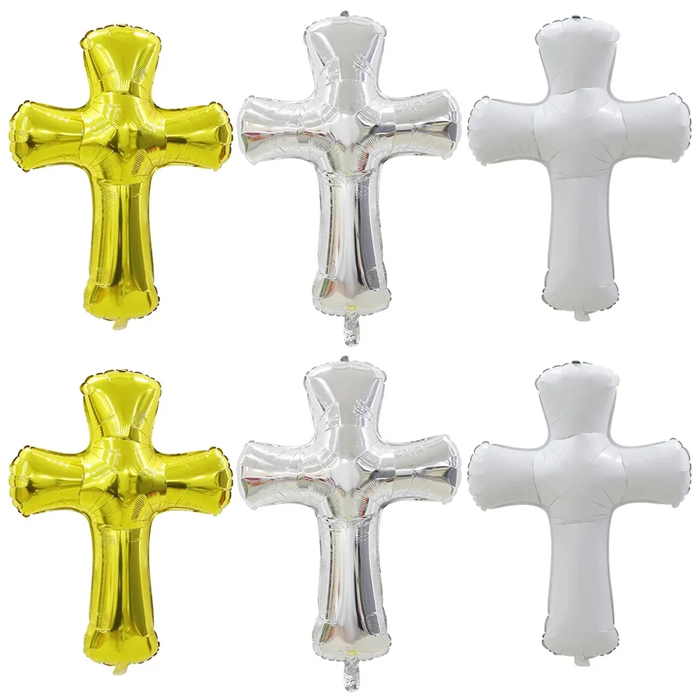 

6 Pcs Home Supplies Baby Decor Commemorate Birthday Ornament Balloons Baptism Aluminum Foil Big Balloons Child Cross Decor