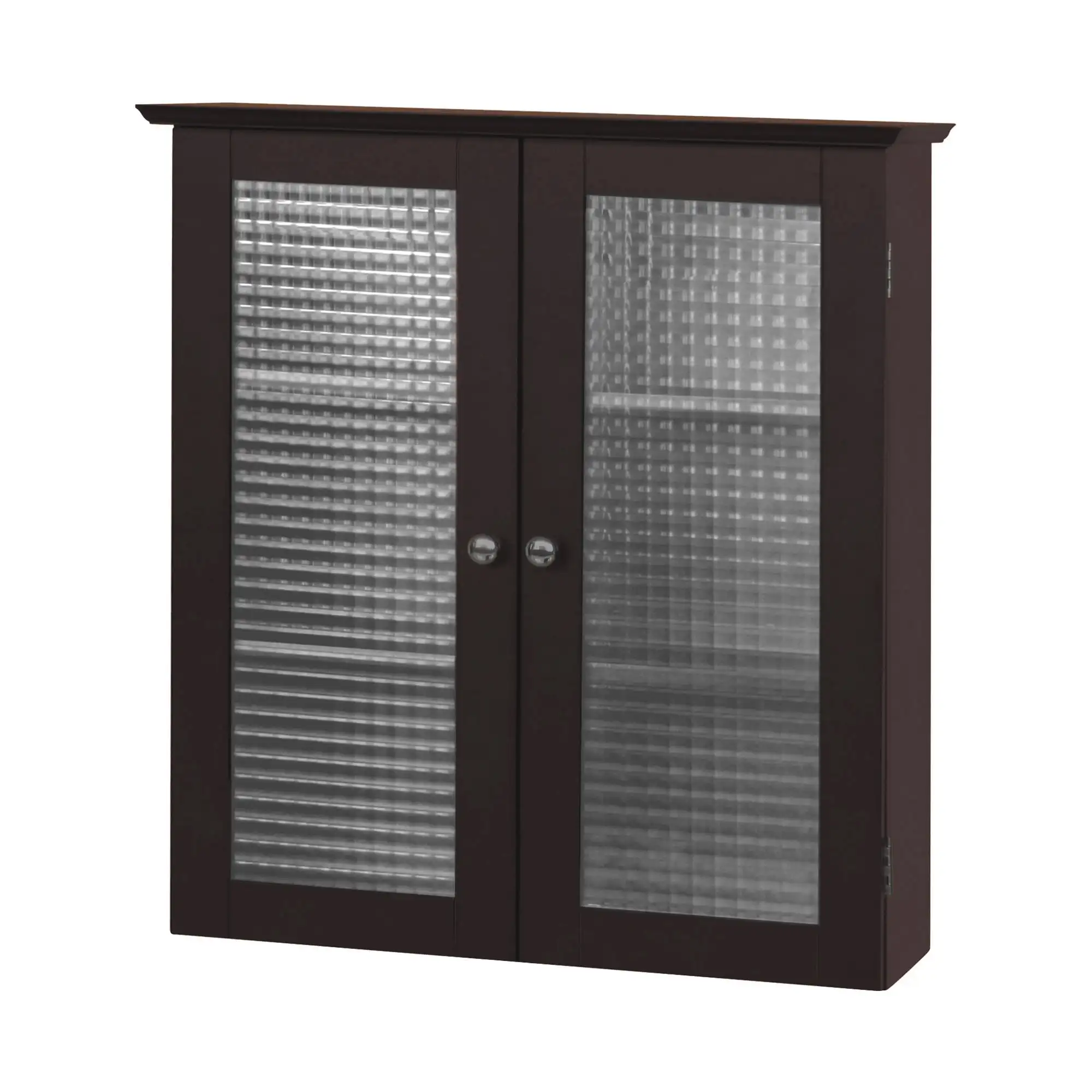 

Teamson Home Chesterfield Removable Wooden Wall Cabinet with 2 Waffle Glass Doors, Espresso