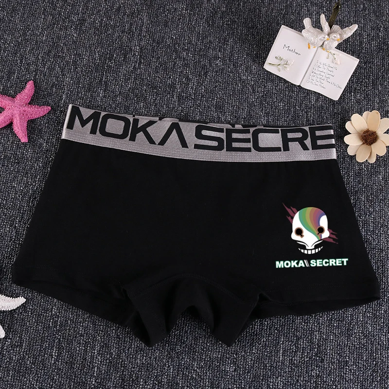 

Women's solid color cotton boxer shorts les handsome t unisex wide-brim sports briefs cartoon cute plus size boxer shorts A19282