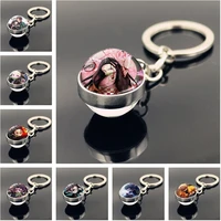 11 styles demon slayer kimetsu no yaiba kamado tanjirou key ring double sided glass ball pendant keychain anime jewelry