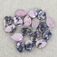 natural stone rhodonite faceted pendants water droplets charms necklaces diy fashion jewelry making accessories wholesale 12pcs