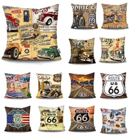 mtmety american monther road 66 print cushion covers retro car home decoration pillowcase sofa decorative pillow funda cojin