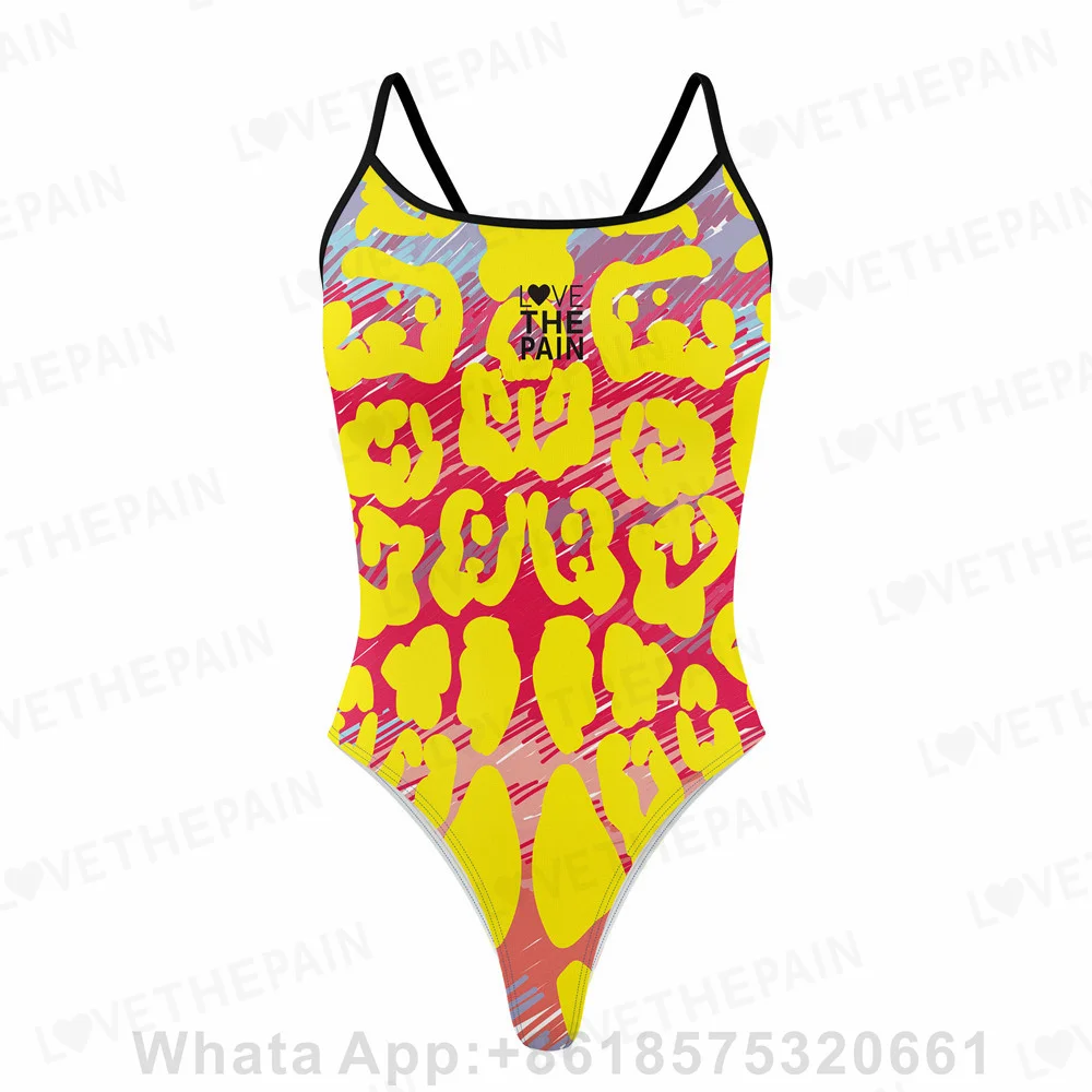 Love The Pain Summer Ladies One Piece Sexy Swimsuit Professional Athletic Competition Training Swimwear Quick Dry Sport Swimsuit