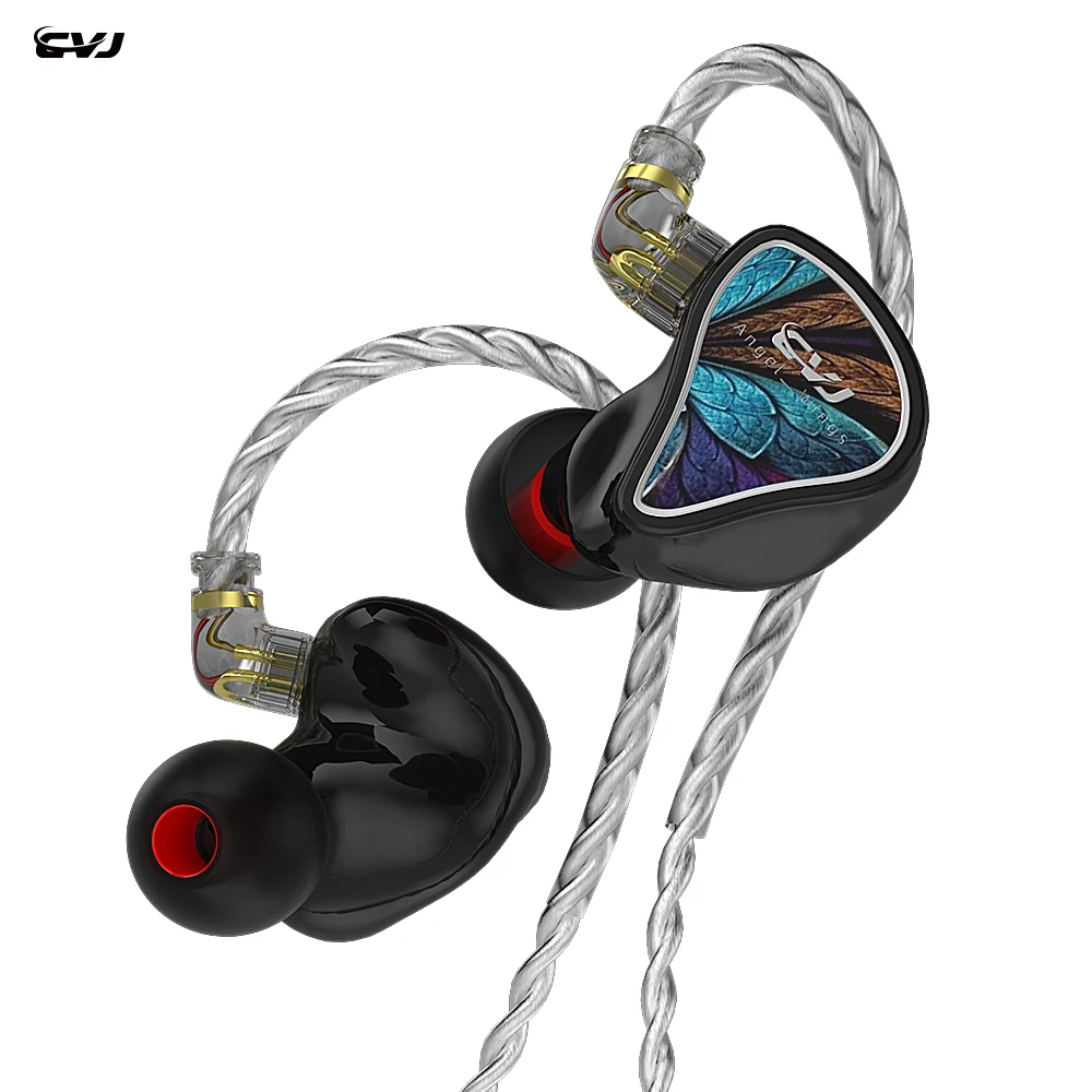 

CVJ Angel Wings 1BA+1DD Hybrid Driver Units Earphones HIFI In Ear Earbuds 3D Printing And Risin Cover Material Music Headset